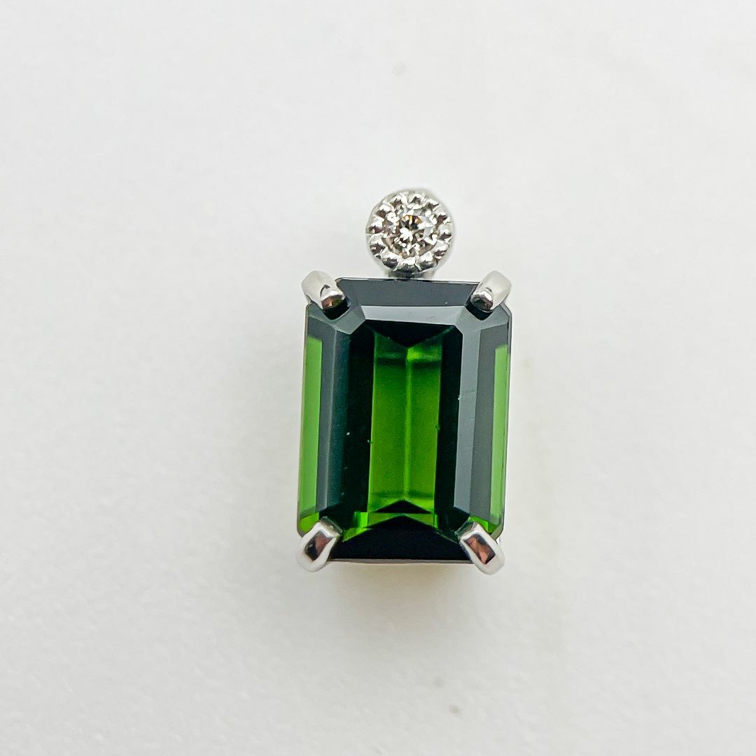 JN249 Pt900 5x7mmグリーントルマリン 1.0ct ペンダント-