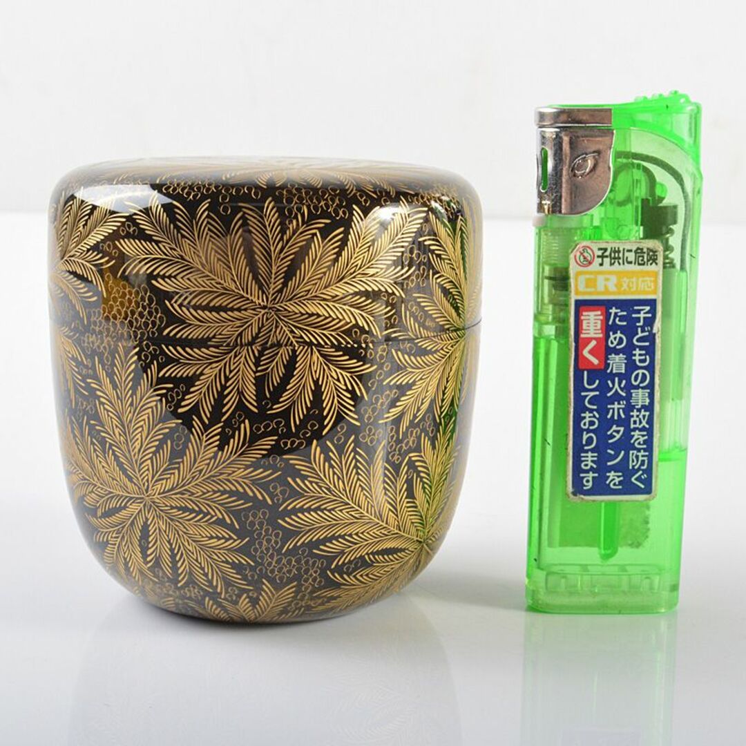 茶道具 漆塗 博堂造 金蒔絵 志のぶ文 棗 共布共箱 V R6296の通販 茶道具 漆塗 博堂造 金蒔絵 志のぶ文 棗 共布共箱 V R6296の通販
