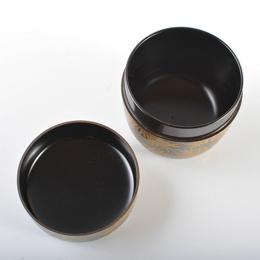 茶道具 漆塗 博堂造 金蒔絵 志のぶ文 棗 共布共箱 V R6296の通販 茶道具 漆塗 博堂造 金蒔絵 志のぶ文 棗 共布共箱 V R6296の通販
