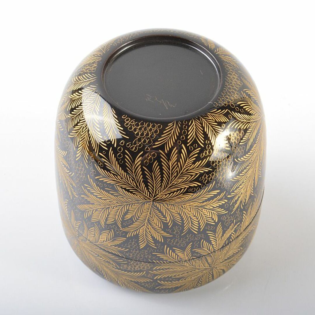 茶道具 漆塗 博堂造 金蒔絵 志のぶ文 棗 共布共箱 V R6296の通販
