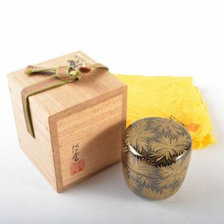 茶道具 漆塗 博堂造 金蒔絵 志のぶ文 棗 共布共箱 V R6296の通販 茶道具 漆塗 博堂造 金蒔絵 志のぶ文 棗 共布共箱 V R6296の通販