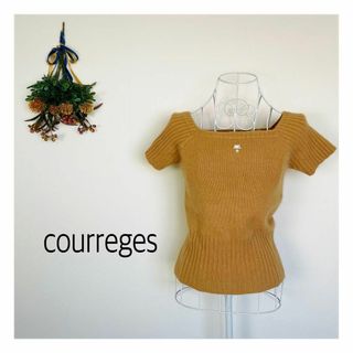 値下げ◆courreges◆クレージュ　半袖ニット　アンゴラ入り　パフスリーブ