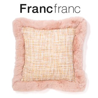 フランフラン(Francfranc)の❤新品タグ付き フランフラン ツイード×ファー クッションカバー❤(クッションカバー)