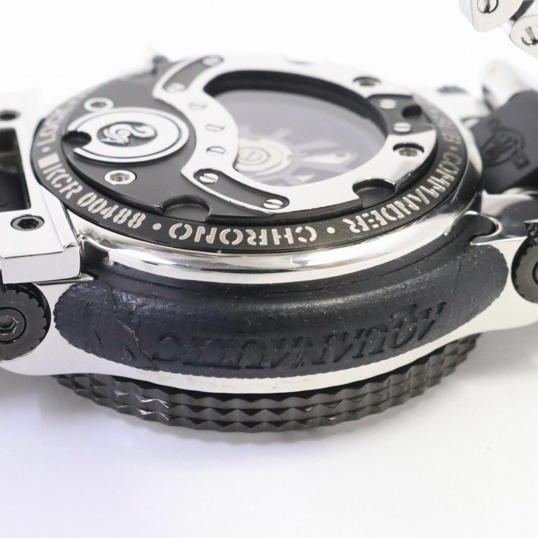 アクアノウティック キングクーダ クロノグラフ 自動巻き メンズ 腕時計 グリッド付きベゼル 黒文字盤 純正ラバーベルト
