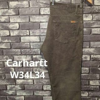 カーハート(carhartt)のカーハート　コーデュロイパンツ　W34L34 カーキ　ブラウン ストレート古着(チノパン)