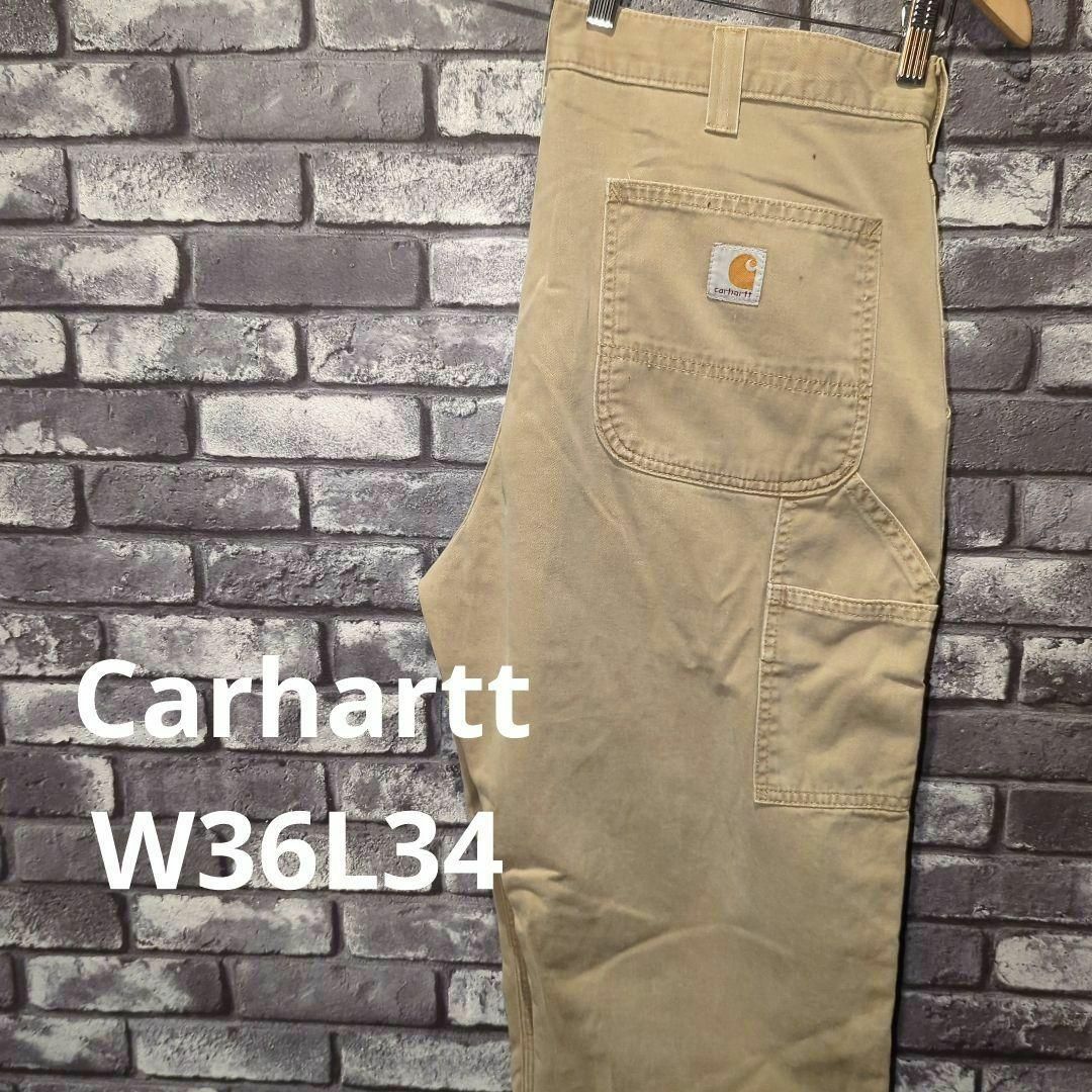 carhartt(カーハート)の90s古着　 Carharttカーハート　ベージュ　ダック　チノパン　W34 メンズのパンツ(ペインターパンツ)の商品写真