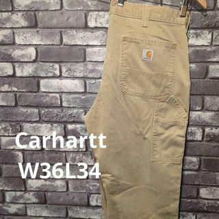 カーハート(carhartt)の90s古着　 Carharttカーハート　ベージュ　ダック　チノパン　W34(ペインターパンツ)