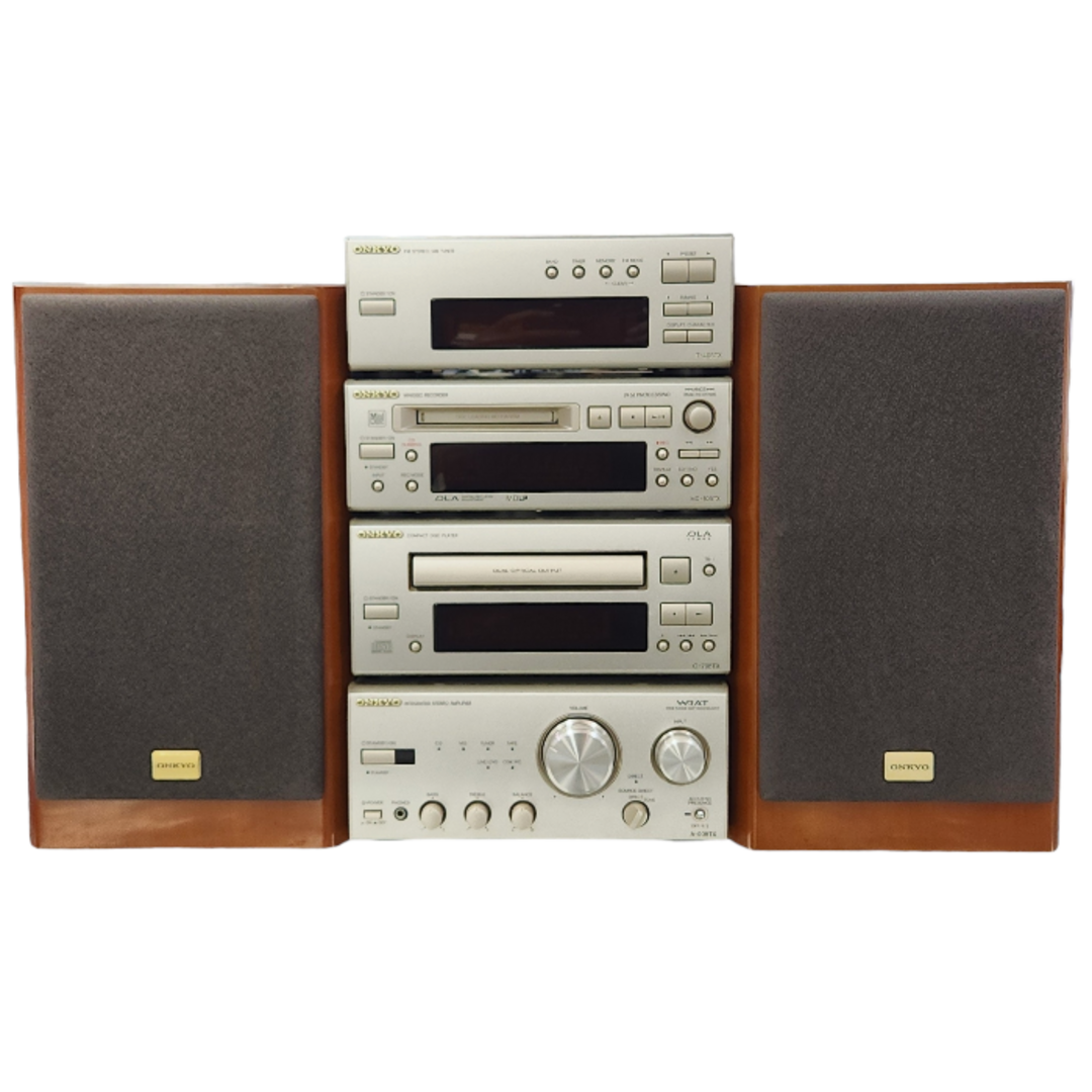 ONKYO オンキョー コンポシステム A-905TX C-705TX MD-105TX T-405TX D-102TX シルバー 木目 CD ラジオ  1