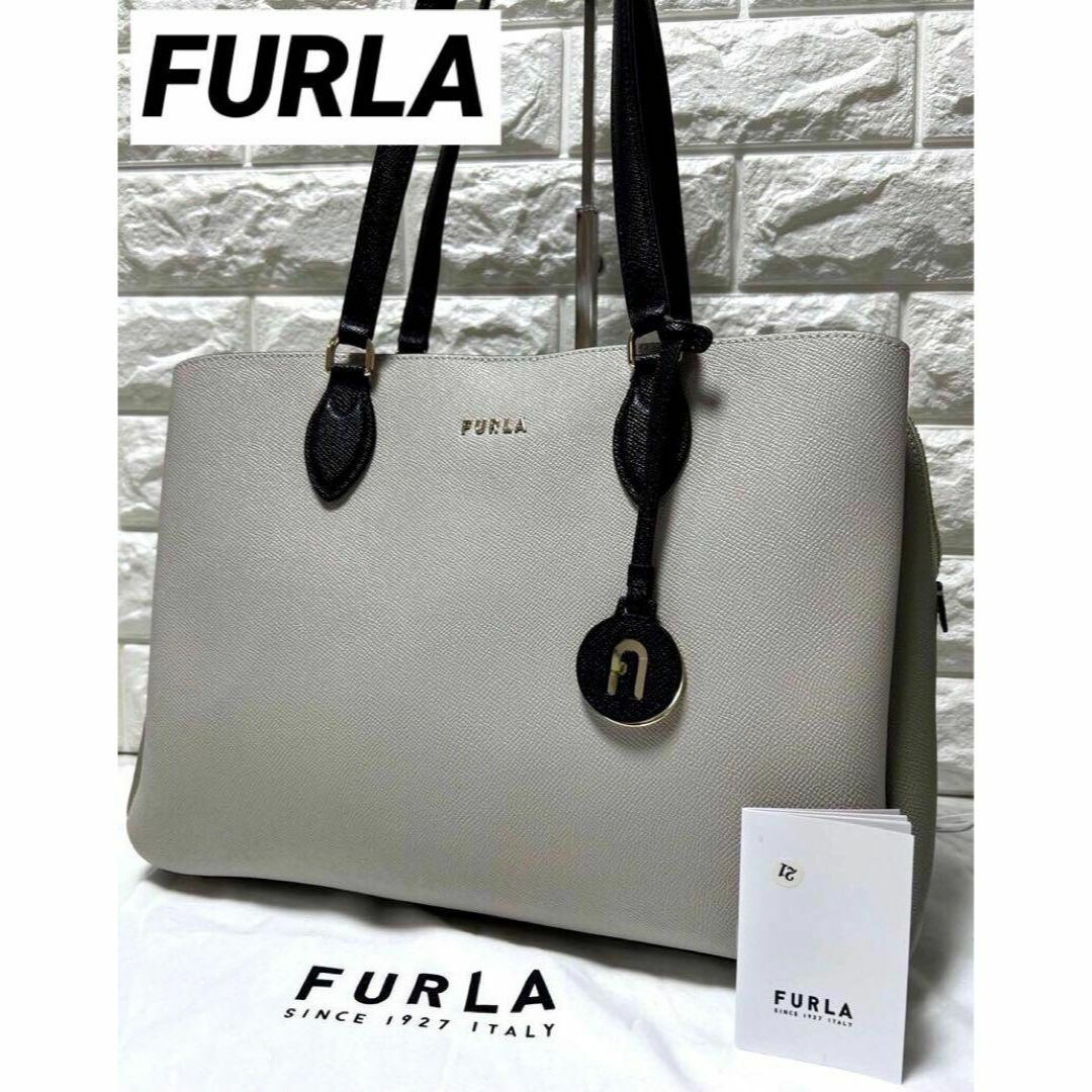 FURLA フルラ レザーパイソン型押し2WAYトートバッグ試着程度