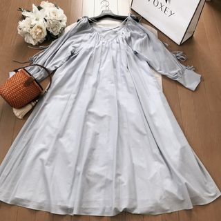 フォクシー(FOXEY)のADEAM Ruched smock Dress 剛力彩芽さん着用　DM掲載(ひざ丈ワンピース)