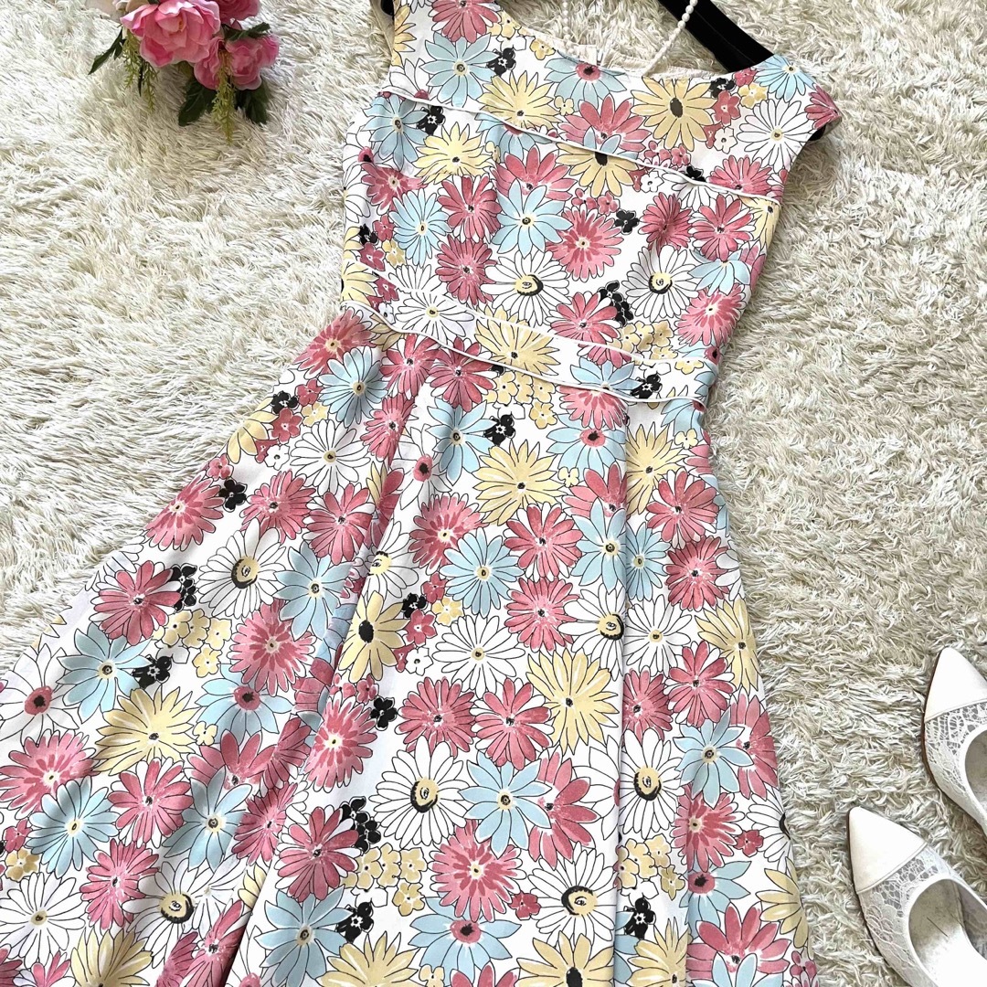 極美品】トッカ リバーシブルワンピース カラフル花柄プリント ドット