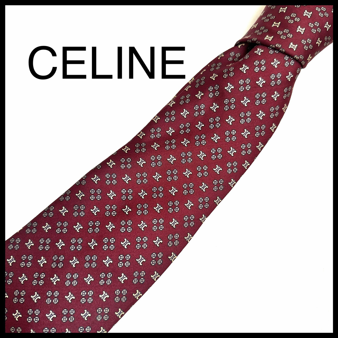 celine - 【正規品】【CELINE】ネクタイ ブランドロゴ ワインレッドの