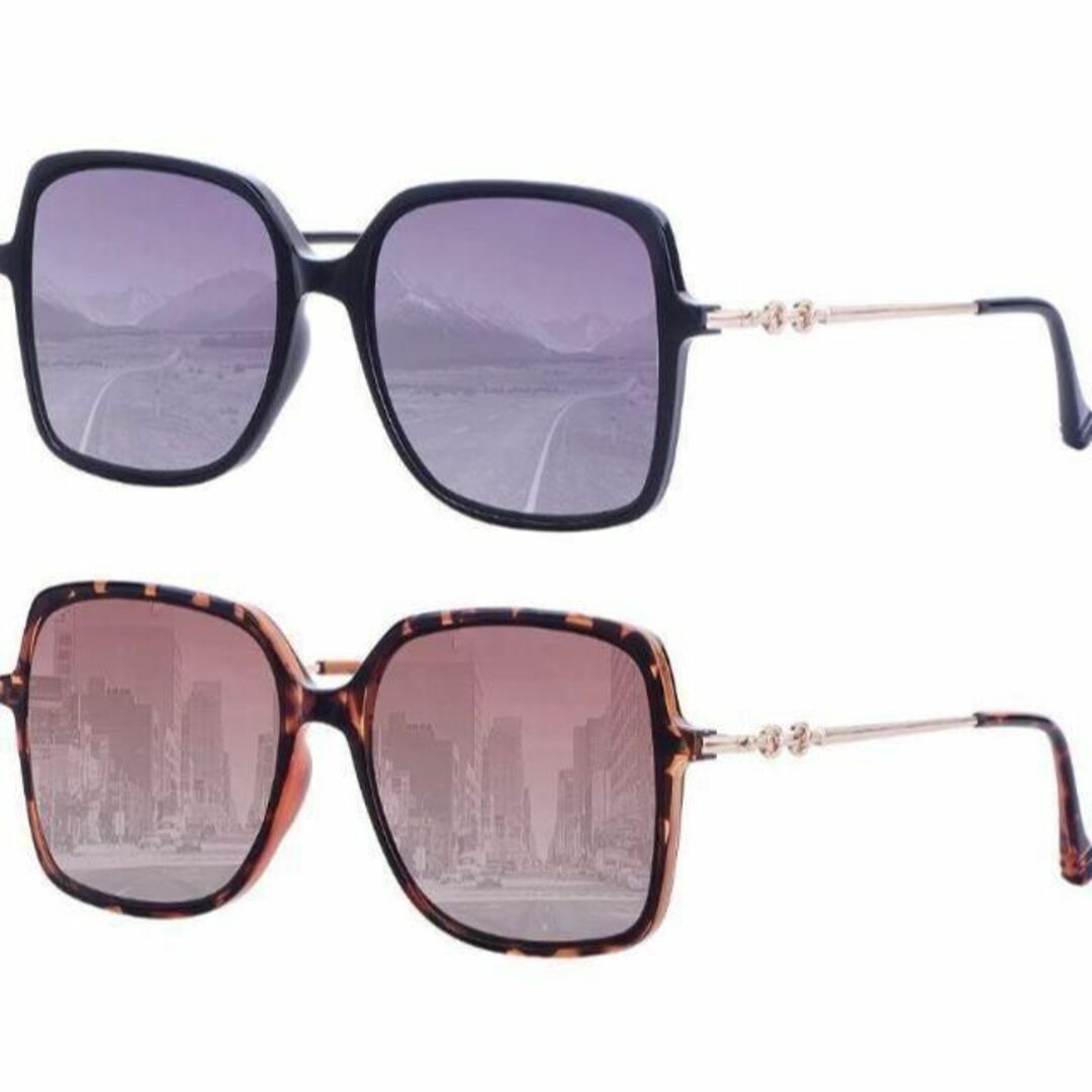❤サングラス❤ スクエア型　レディース 偏光 サングラス　2個セット　UVカット レディースのファッション小物(サングラス/メガネ)の商品写真