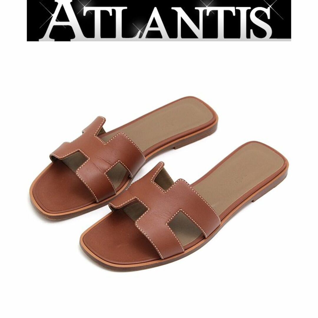 広尾店】エルメス HERMES オラン サンダル ボックスカーフ Size37