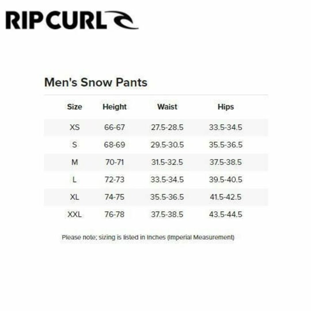 RIP CURL　リップカール　スノーウェア　スノーボード　パンツ　サイズ選択