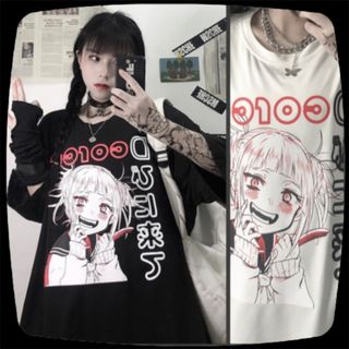 レディース クール 若者 学生 ロリータ Tシャツ 女子2Dプリント ビックサイ(Tシャツ(半袖/袖なし))