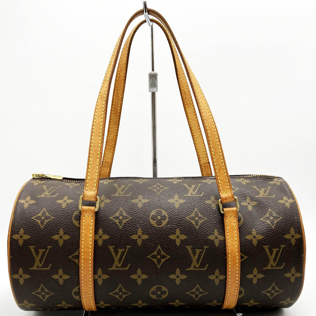 中美品 LOUIS VUITTON ルイ・ヴィトン パピヨン30 ベタ無し モノグラム ショルダーバッグ ハンドバッグ 肩掛け バッグ ブラウン PVC レディース メンズ M51385 USED