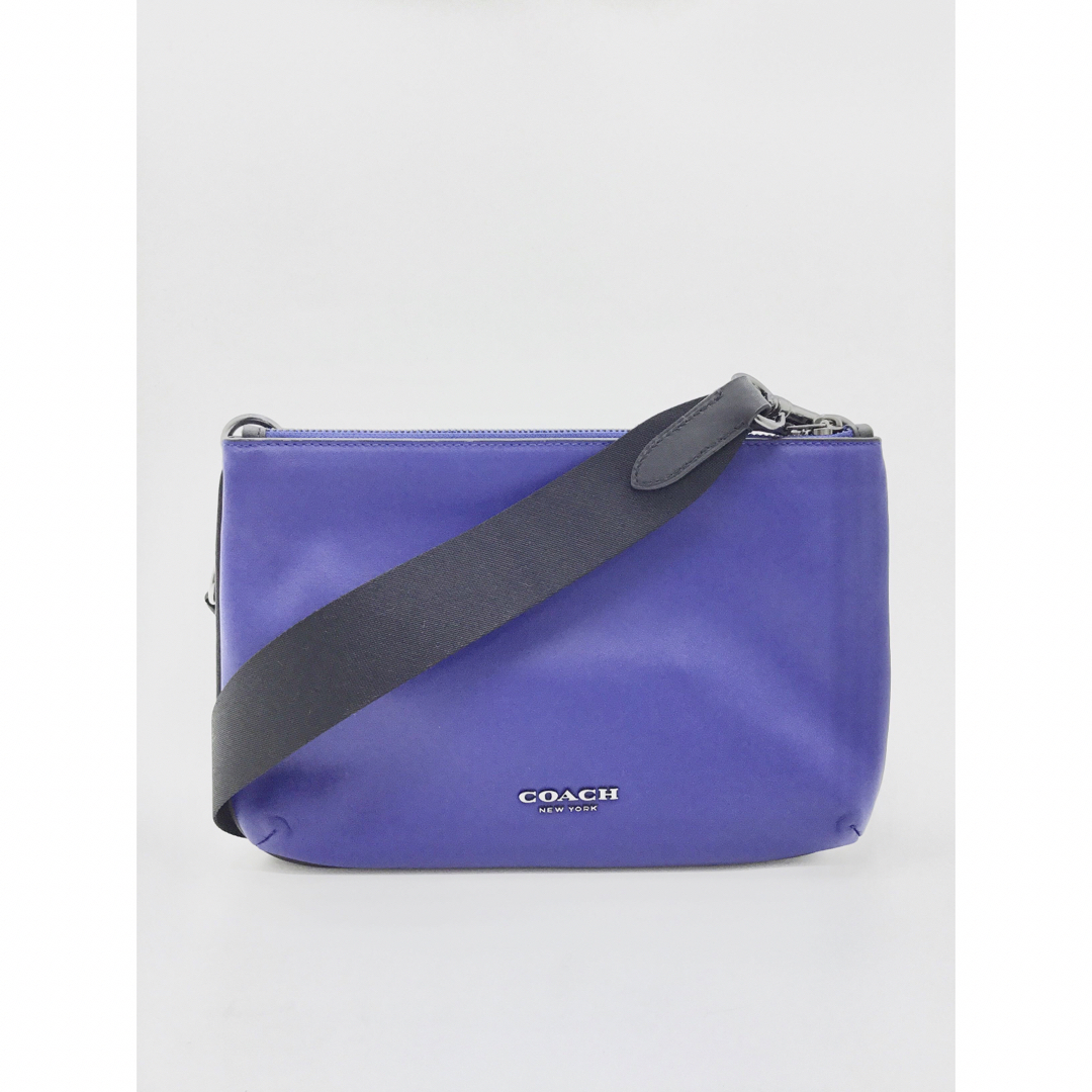 COACH - 美品 コーチ シグネチャー ショルダーバッグ 斜めがけ 青 黒