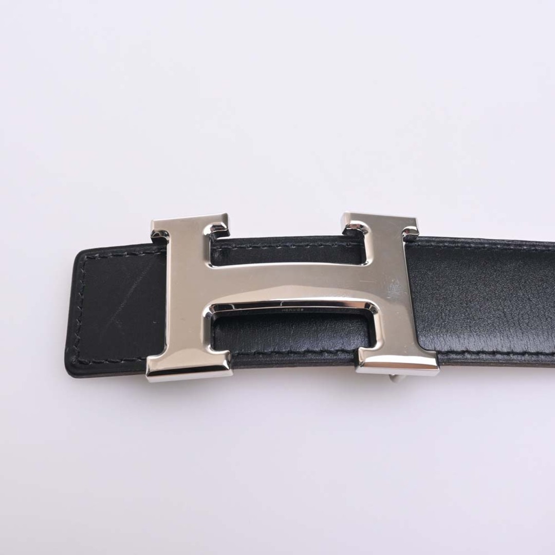 【中古】HERMES エルメス ボックスカーフ コンスタンス リバーシブル Hベルト #90 - ブラック/ブラウン by