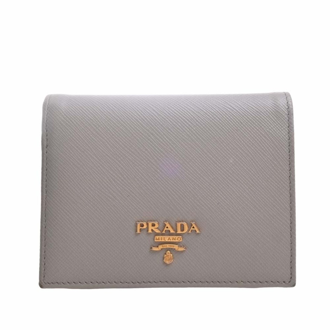 PRADA プラダ レザー ロゴ 二つ折り コンパクト財布 - グレー byのサムネイル