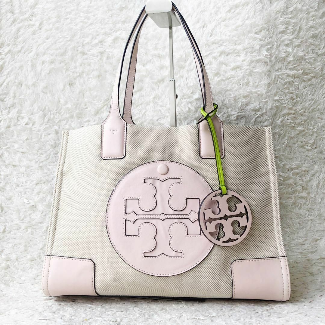 toryburch ハンドバッグ ピンク レザー ロゴ A4 - トートバッグ