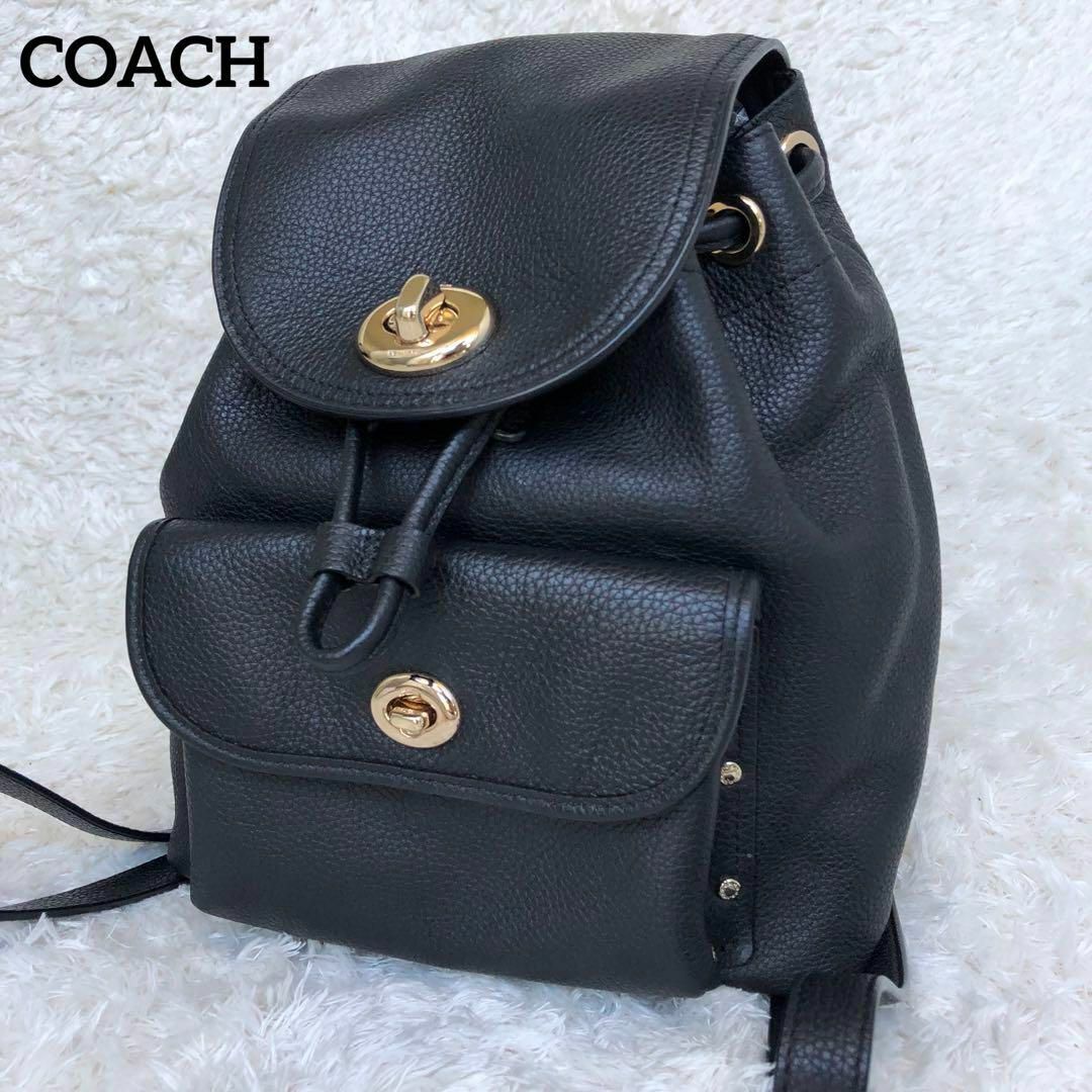COACH(コーチ)の極美品✨コーチ ミニリュック ビリー ターンロック シボ革 黒 レディースのバッグ(リュック/バックパック)の商品写真