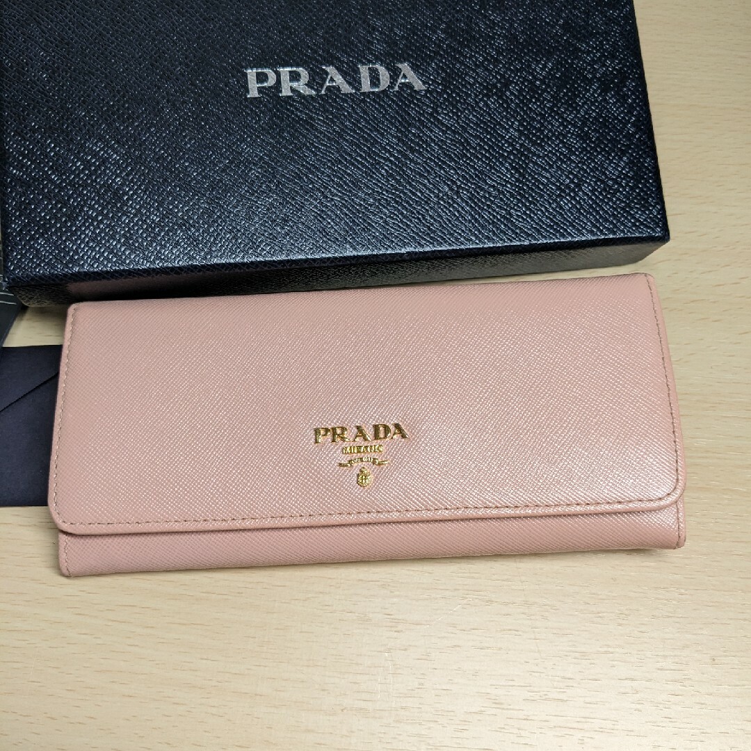 プラダ/PRADA/三つ折り財布/美品鑑定済み/ベージュ/レディース