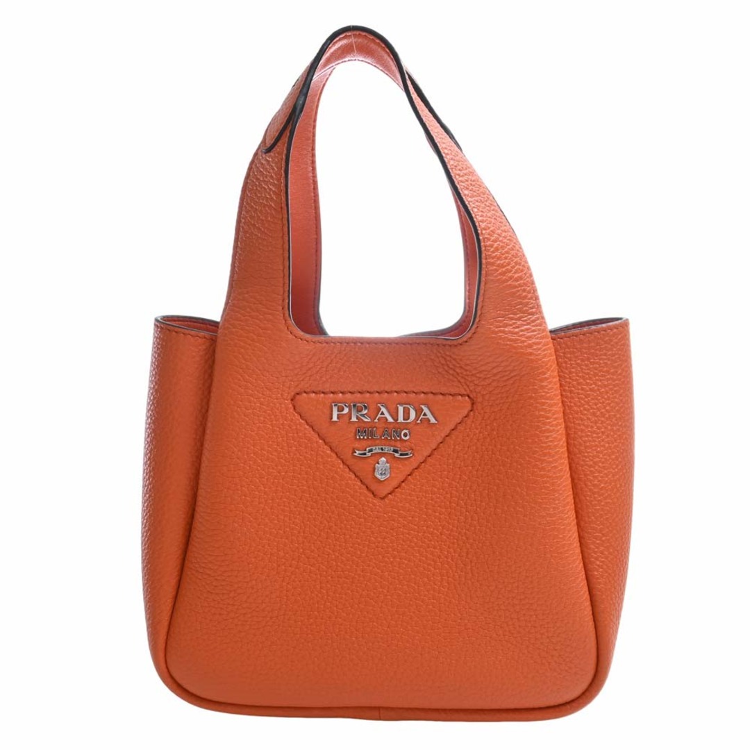 PRADA - 【中古】PRADA プラダ レザー ロゴ ハンドバッグ - オレンジ