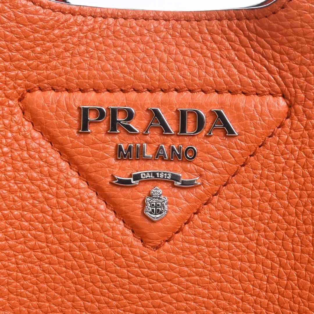 PRADA - 【中古】PRADA プラダ レザー ロゴ ハンドバッグ - オレンジ