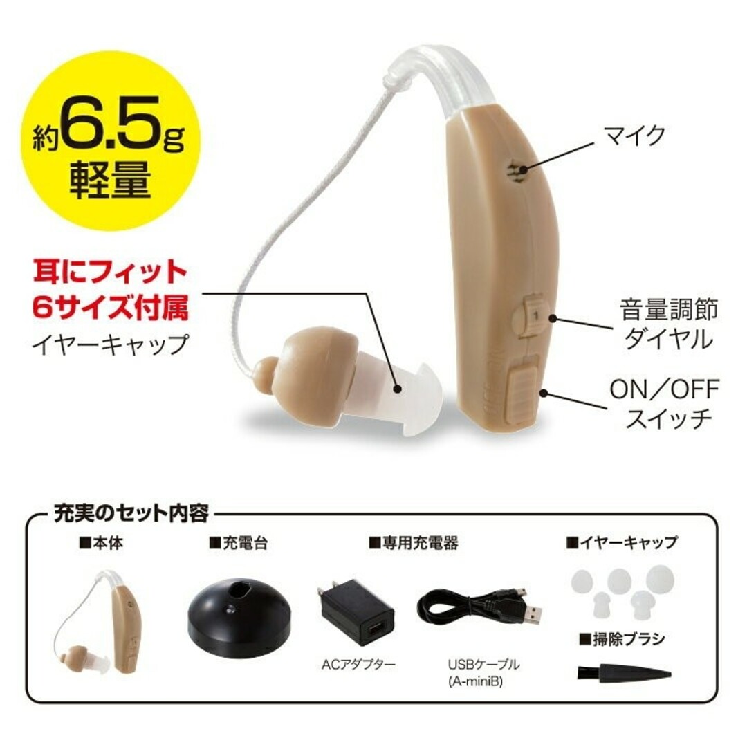 楽らく集音器充電式 スマホ/家電/カメラの美容/健康(その他)の商品写真