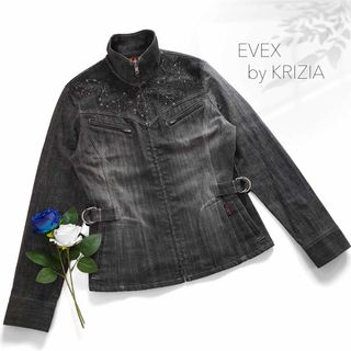 エヴェックスバイクリツィア(EVEX by KRIZIA)の美品 エヴェックス デニムジャケット Gジャン Black グレーブラック 黒(Gジャン/デニムジャケット)