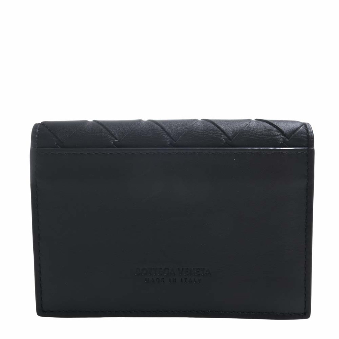 【中古】Bottega Veneta ボッテガヴェネタ イントレチャート レザー 二つ折り 名刺入れ カードケース - ブラック by