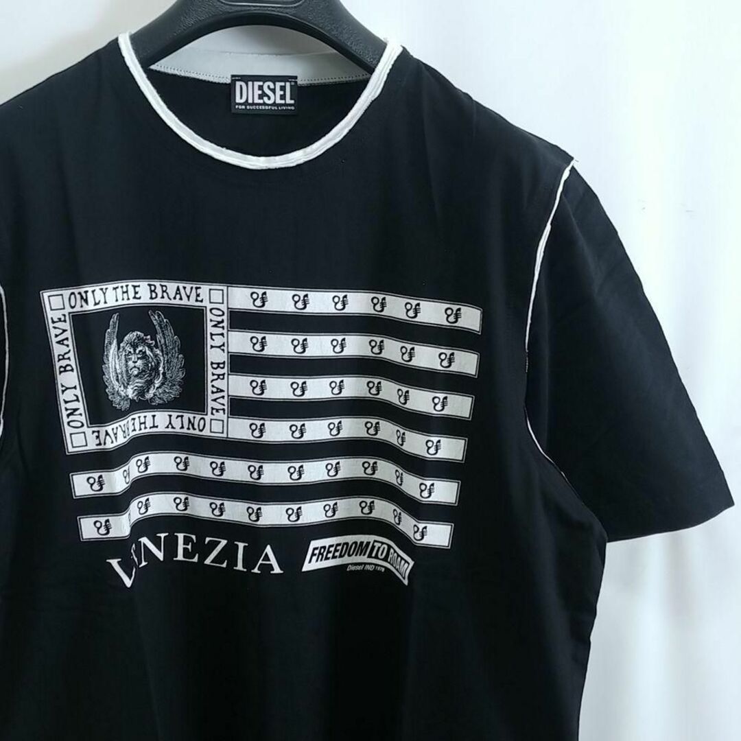 新品 L DIESEL ブランド Tシャツ カットソー ベネチア RO 黒 3