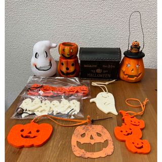 ハロウィン飾り11点 ジャックオーランタン ガーランド 小物入れ かぼちゃの飾り(置物)