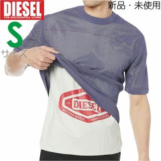 新品 S DIESEL ブランド ロゴ ニット Tシャツ RAP 紺