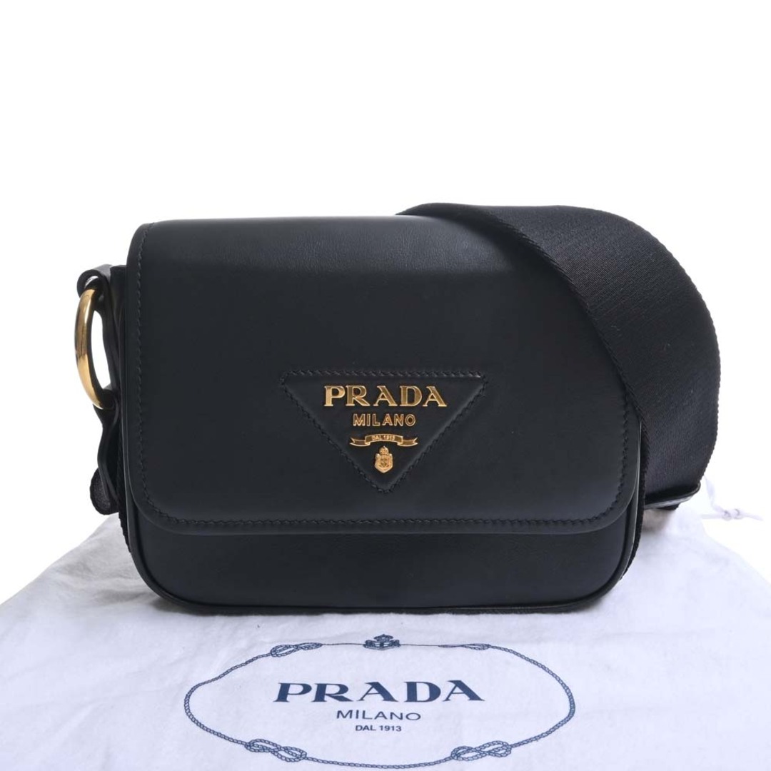 【中古】PRADA プラダ レザー ショルダーバッグ - ブラック by