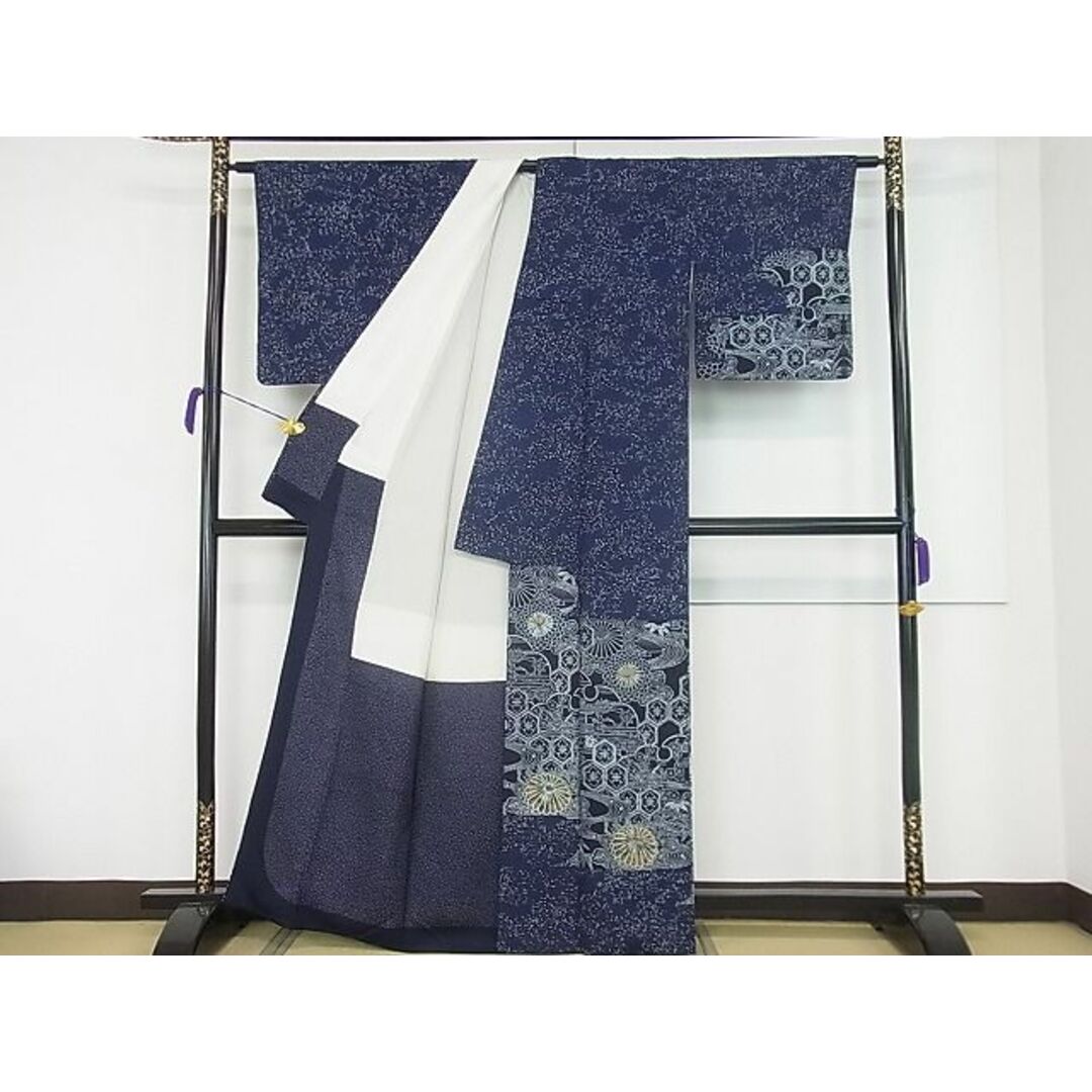 平和屋野田店■上質な小紋 絞り 色紙吉祥文 逸品 n-kv1967