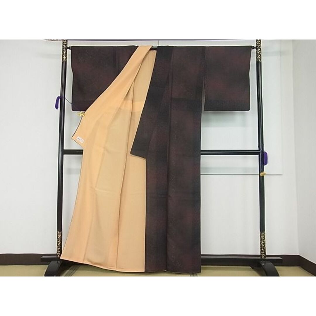 平和屋1■極上 小紋 紗袷 花唐草紋紗 暈し染め やまと誂製 反端付き 逸品 未使用3s20287