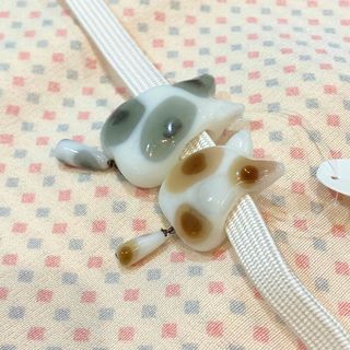帯留め トンボ玉作家 城下鮎子さん 黒ネコ 子ネコ ガラス工芸品 単品