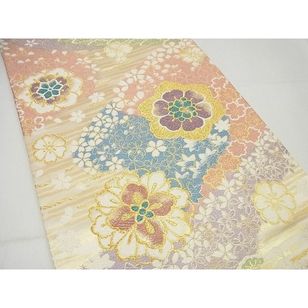 平和屋1□極上 六通柄袋帯 桜ロード 金糸 逸品3s4587 - 帯