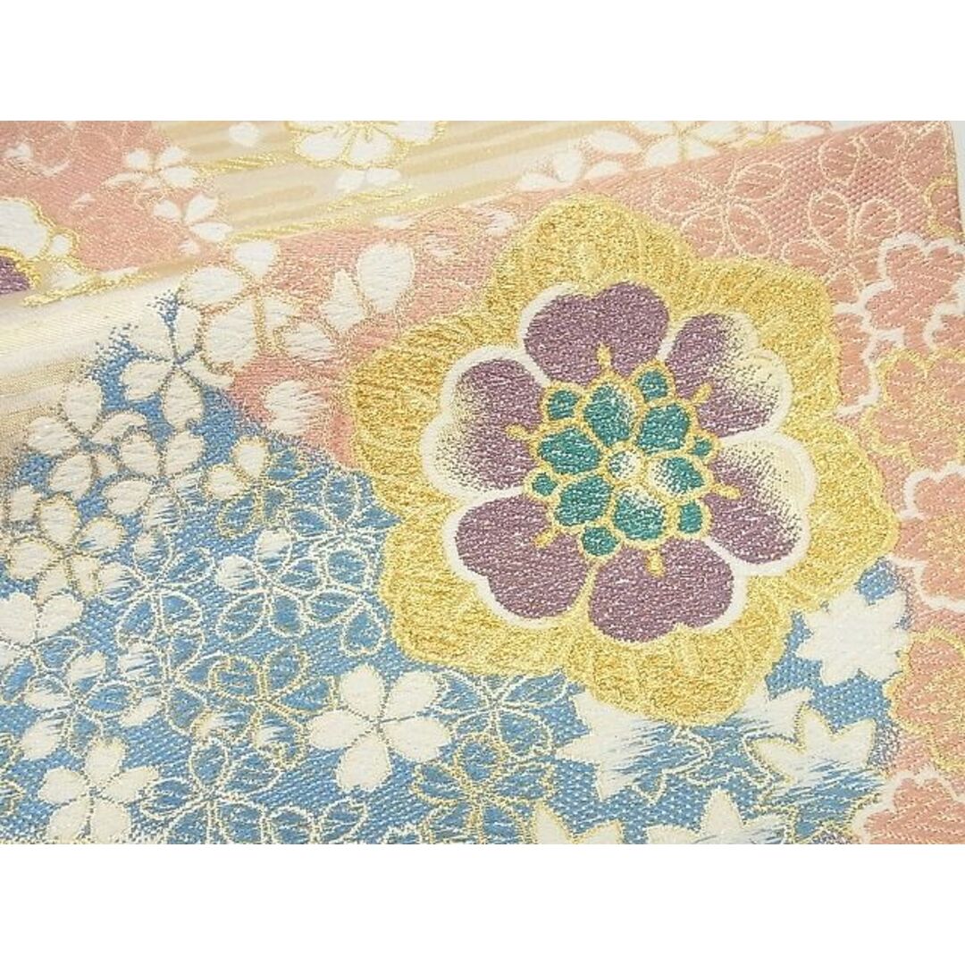 平和屋1□極上 六通柄袋帯 桜ロード 金糸 逸品3s4587 - 帯