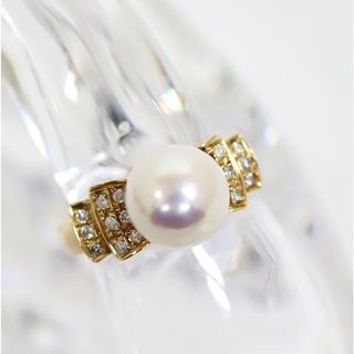 【Jewelry】K18YG パールメレダイヤリング 8.5mm D.0.15ct 3.1g/hm09566tg(リング(指輪))