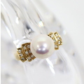 【Jewelry】K18YG パールメレダイヤリング 8.5mm D.0.15ct 3.1g/hm09566tg
