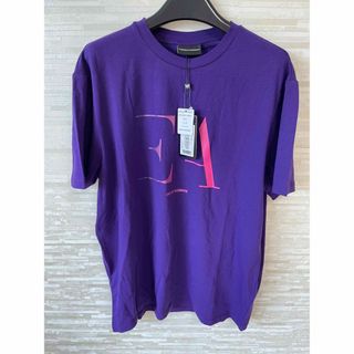 エンポリオアルマーニ(Emporio Armani)のEMPORIO ARMANIロゴ入りコットンTシャツ　XLサイズ　紫(Tシャツ/カットソー(半袖/袖なし))