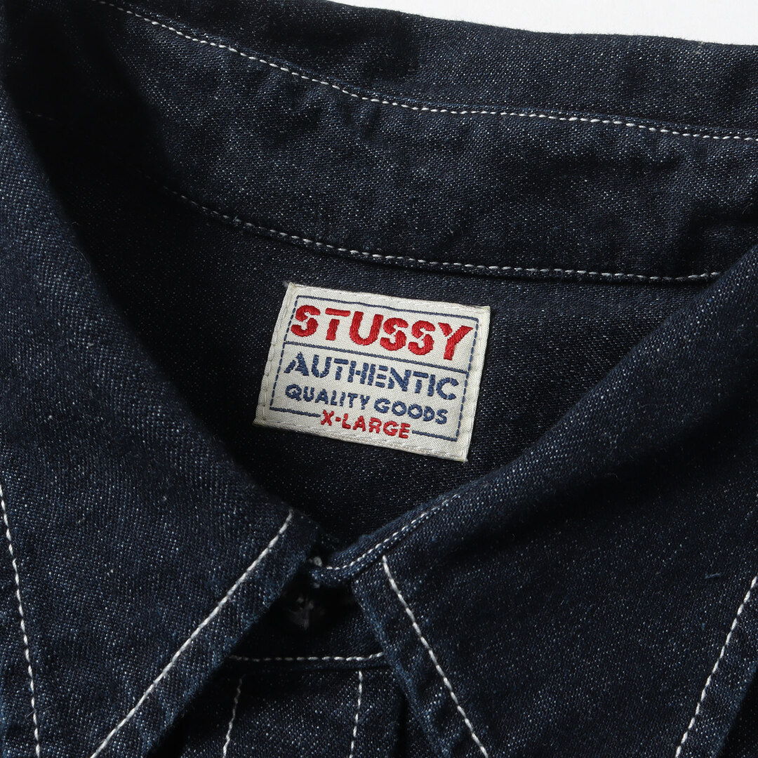 STUSSY ステューシー シャツ サイズ:XL 90s 紺タグ デニム ワーク シャツ USA製 インディゴ ブルー ネイビー トップス  カジュアルシャツ 長袖 ブランド アーカイブ 【メンズ】【中古】