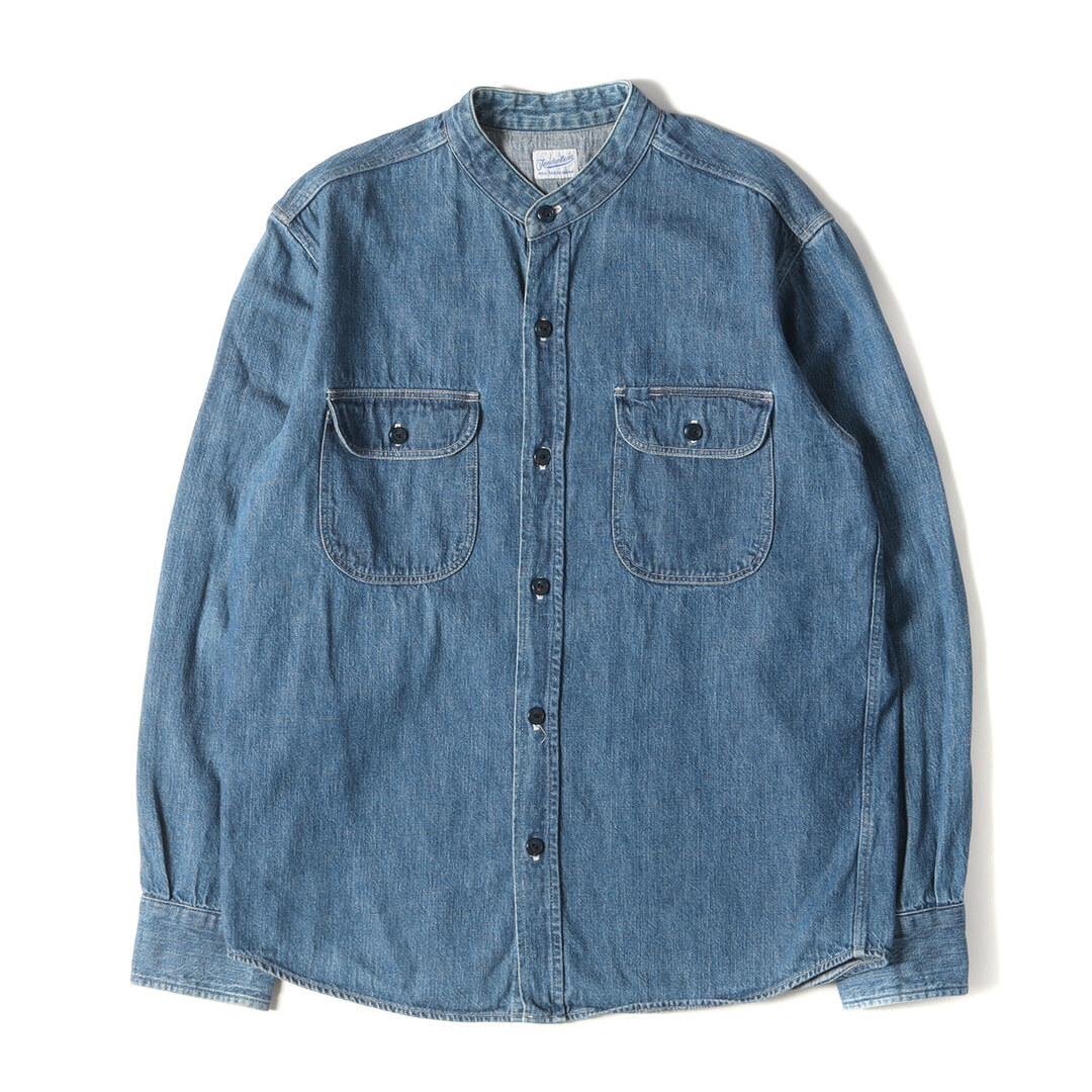 TENDERLOIN テンダーロイン シャツ サイズ:S ウォッシュ加工 スタンドカラー デニム シャツ T-DENIM STAND SHT インディゴ ブルー トップス カジュアルシャツ 長袖 【メンズ】