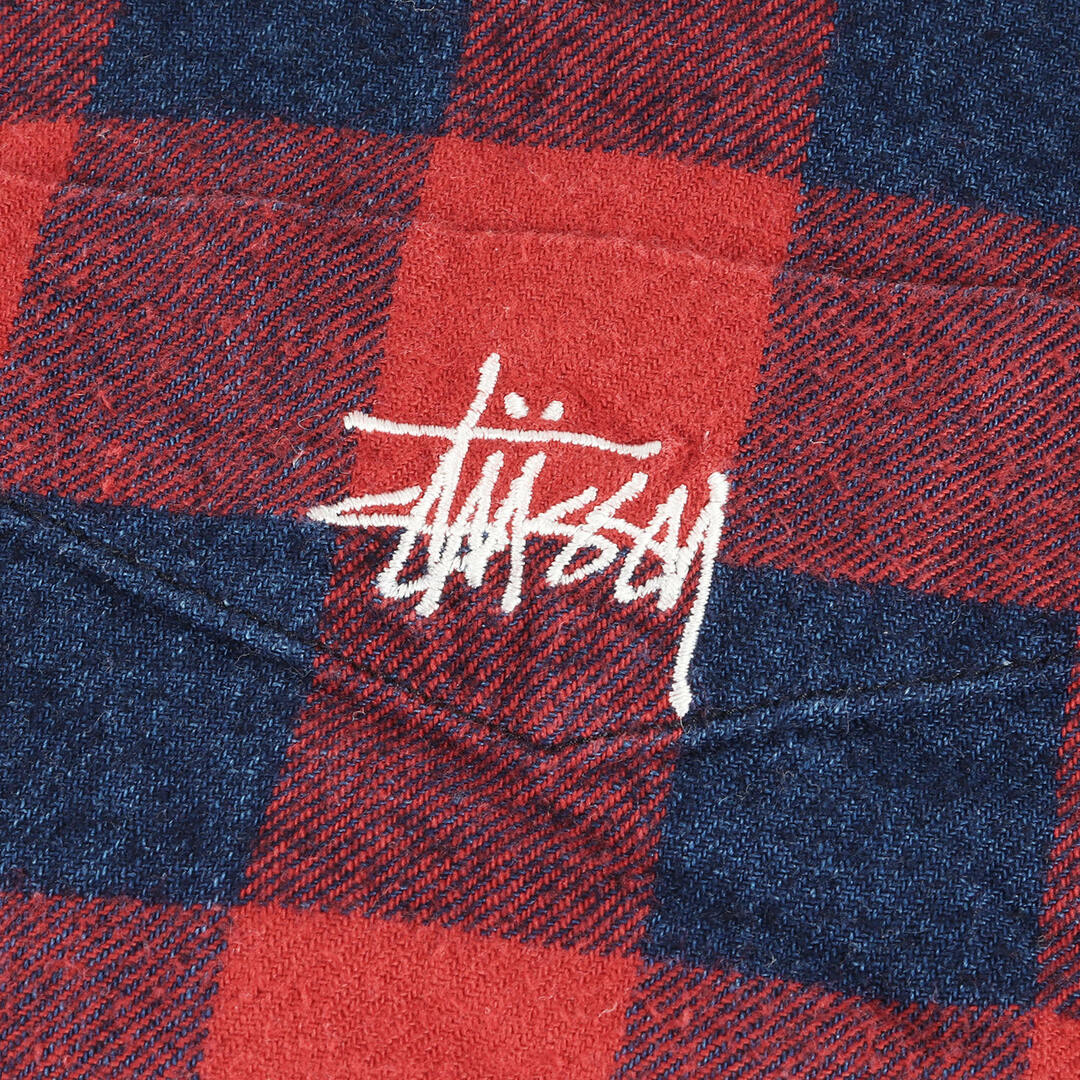 STUSSY(ステューシー)のSTUSSY ステューシー シャツ サイズ:S インディゴ ブロックチェック フランネル 長袖 シャツ インディゴ レッド トップス カジュアルシャツ 【メンズ】【中古】 メンズのトップス(シャツ)の商品写真