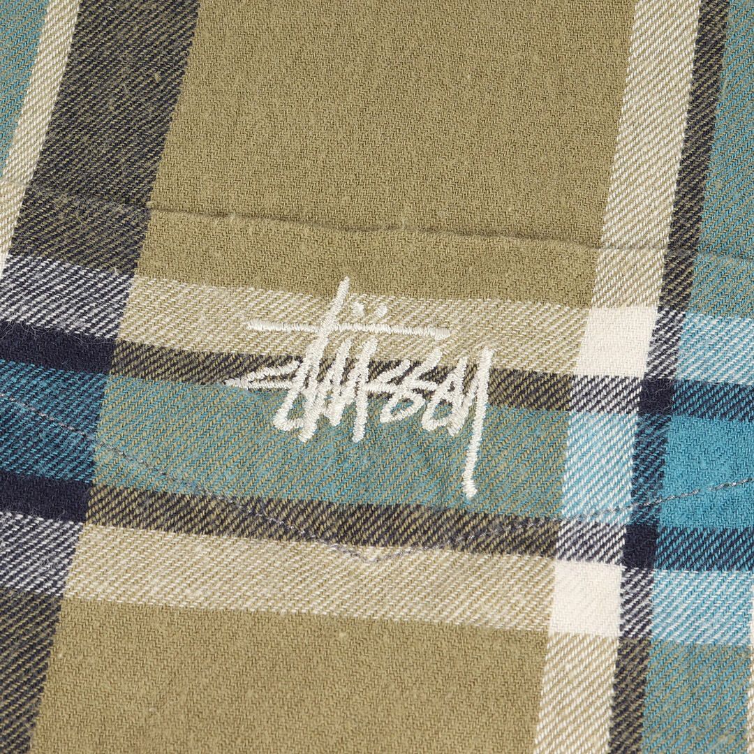 STUSSY(ステューシー)のSTUSSY ステューシー シャツ サイズ:S ロゴ 刺繍 チェック フランネル 長袖 シャツ オリーブ ブルー トップス カジュアルシャツ 【メンズ】【中古】 メンズのトップス(シャツ)の商品写真