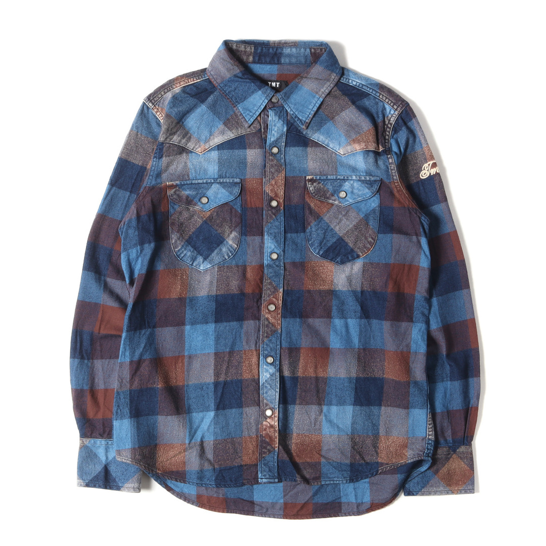 TMT ティーエムティー シャツ サイズ:M インディゴ チェック ウエスタン ネルシャツ DOUBLE WING INDIGO CHECK SHIRTS 16AW インディゴ ブラウン 青 茶 トップス カジュアルシャツ 長袖【メンズ】のサムネイル