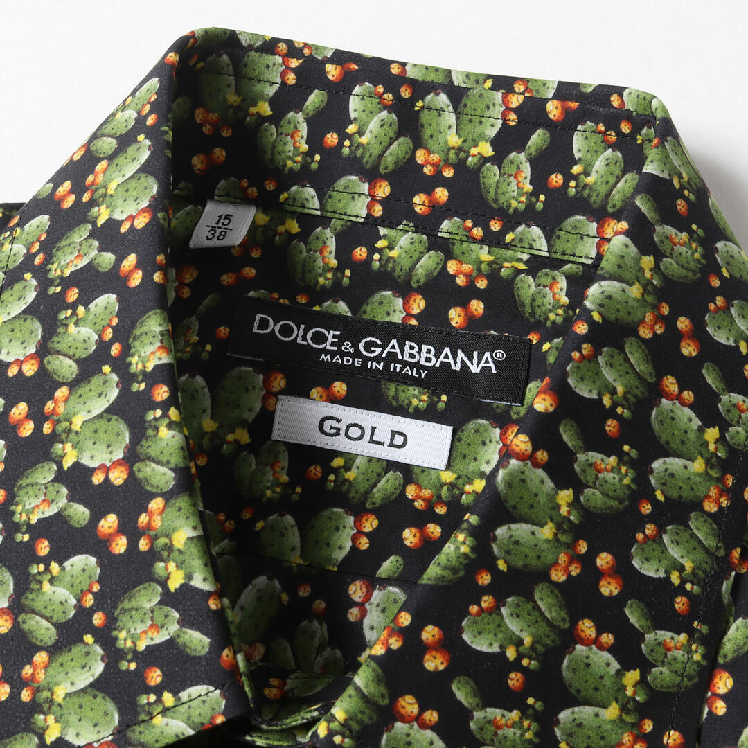 DOLCE&GABBANA(ドルチェアンドガッバーナ)のDOLCE&GABBANA ドルチェ&ガッバーナ シャツ サイズ:38(15) サボテン柄 コットンブロード 長袖 シャツ GOLD ブラック 黒 イタリア製 ブランド トップス カジュアルシャツ 柄シャツ 【メンズ】 メンズのトップス(シャツ)の商品写真